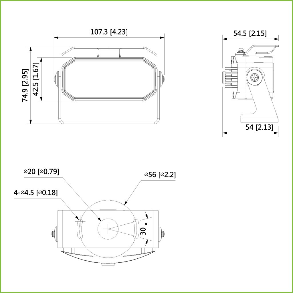 Domo HDCVI 4EN1 2M 1080P DN IR20m 0Lux 2.8mm MOVIL conector AVIACION M12 IP67 MIC - Imagen 3
