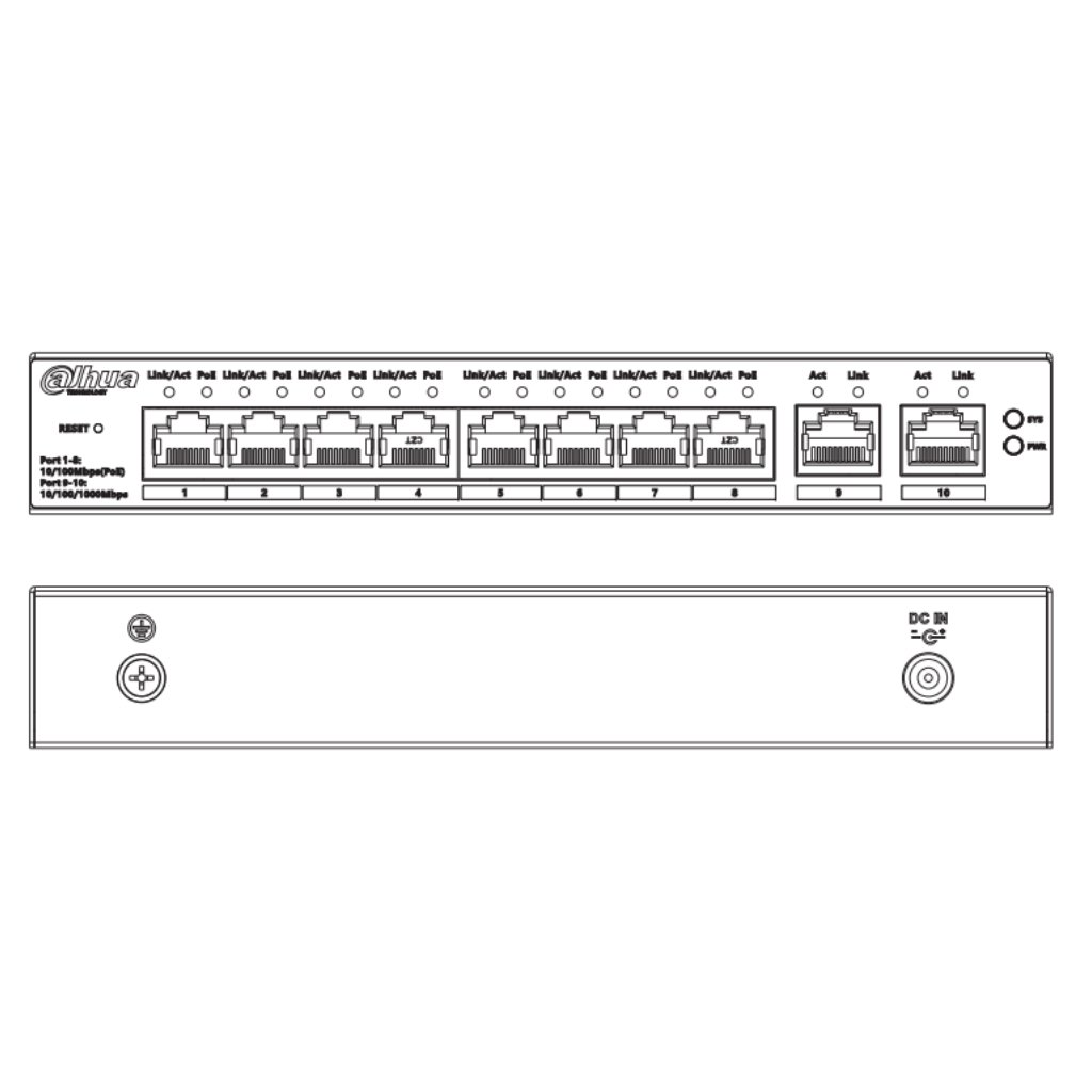 Switch PoE 8 puertos 10/100 + 2RJ45 Uplink Gigabit 110W Gestionable en Cloud Layer2 - Imagen 3