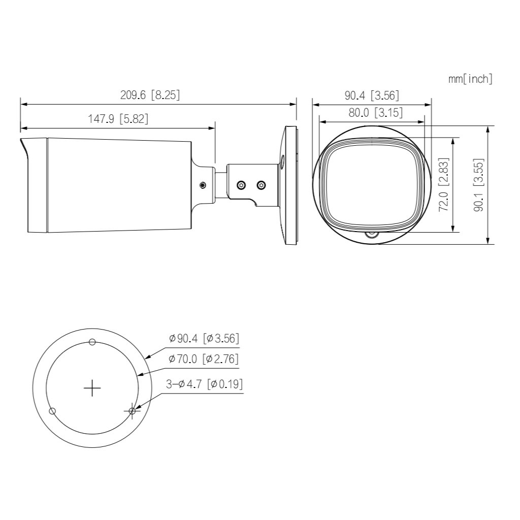 Tubular HDCVI 4EN1 2M 1080P DN ICR IR80m 2.7-12 VF IP67 - Imagen 3