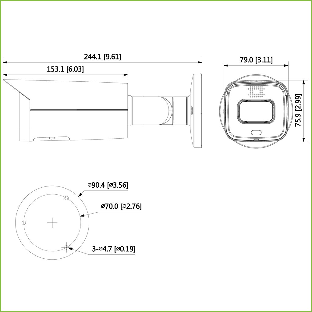 Tubular IP H265 AI 2M WDR Starlight+ 1LED/2IR60m 3.6mm IP67 IK10 PoE AUDIO MIC/Altavoz E/S AI - Imagen 2