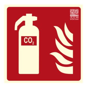 IMPLASER Señal extintor CO2 riesgo eléctrico 21x21cm
