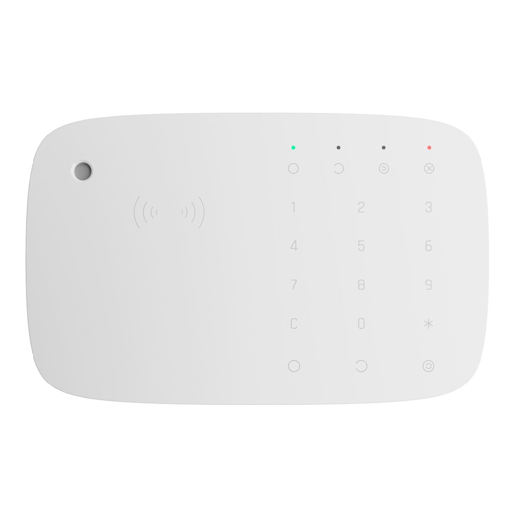 AjaxAjax KeyPad Combi. Teclado táctil inalámbrico con sirena compatible con tarjetas y mandos cifrados. Color blanco