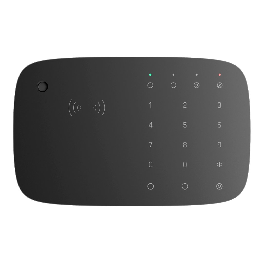 AjaxAjax KeyPad Combi. Teclado táctil inalámbrico con sirena compatible con tarjetas y mandos cifrados. Color negro