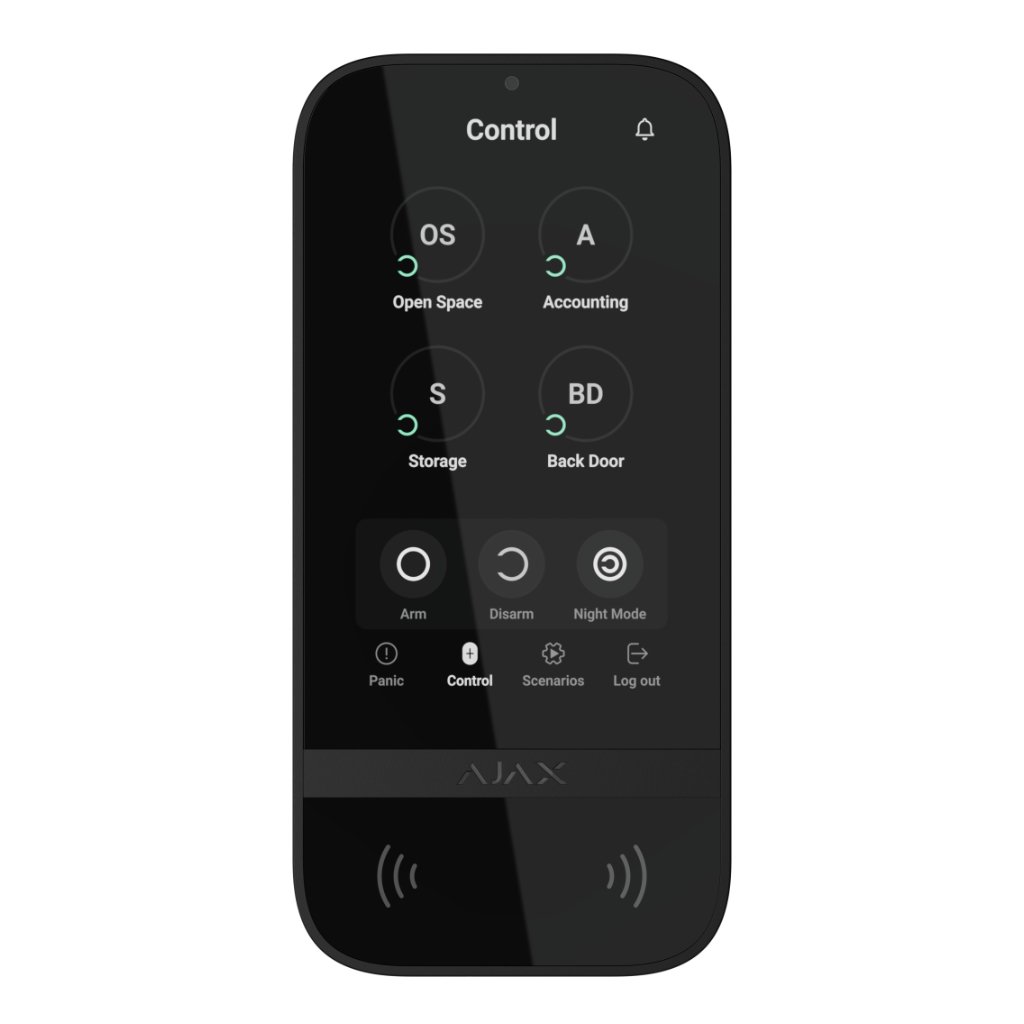 AjaxAjax KeyPad TouchScreen Jeweller. Teclado Táctil con Lector Inalámbrico. Color Negro