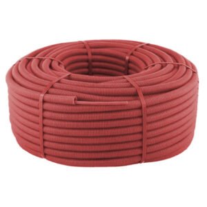 Cables ESLATubo corrugado 100m con Rollo 100m de cable manguera rojo flexible trenzado 2 hilos apantallado LSZH (2x1.5) CPR RF120