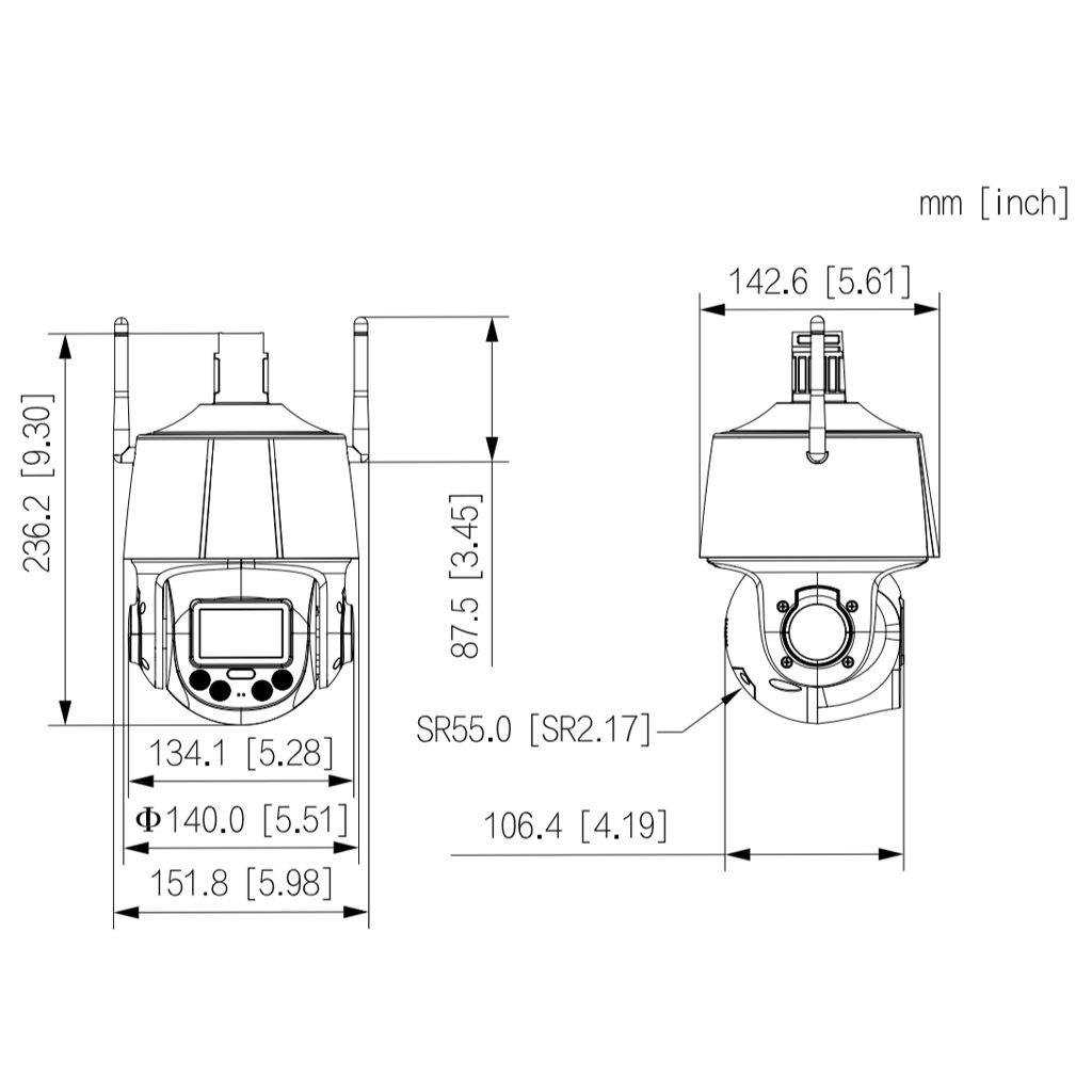 Cámara PTZ IP 2M H265 WDR Iluminación Dual LED30m/IR50m 5x IP66 WiFi AUDIO MIC/Altavoz E/S AI - Imagen 3