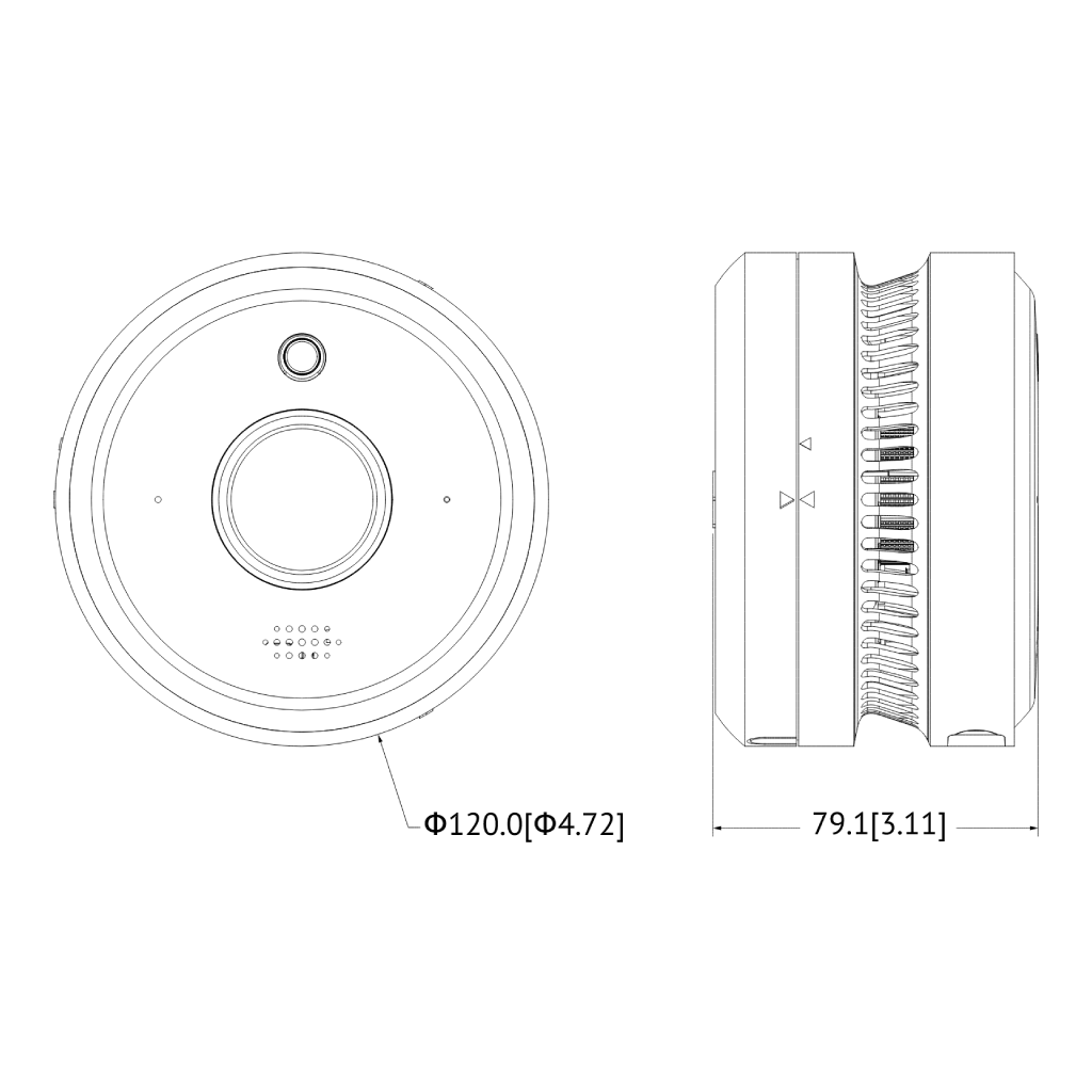 Cámara circular IP 5M DN WDR90dB 3DNR IR20m 2.0mm AUDIO MIC E/S con detección de humo e incendio AI - Imagen 4