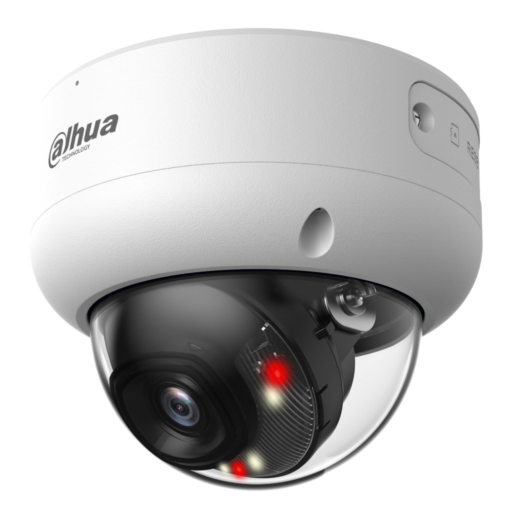 DahuaDomo IP H265 4M WDR Iluminación Dual LED40m/IR40m 2.8mm IK10 IP67 PoE SD AUDIO MIC E/S AI