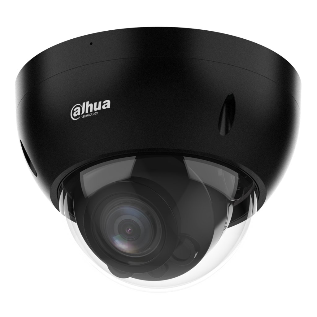 DahuaDomo IP H265 4M WDR Starlight IR40m 2.7-13.5VFM IP67 IK10 PoE MIC AI. Color negro