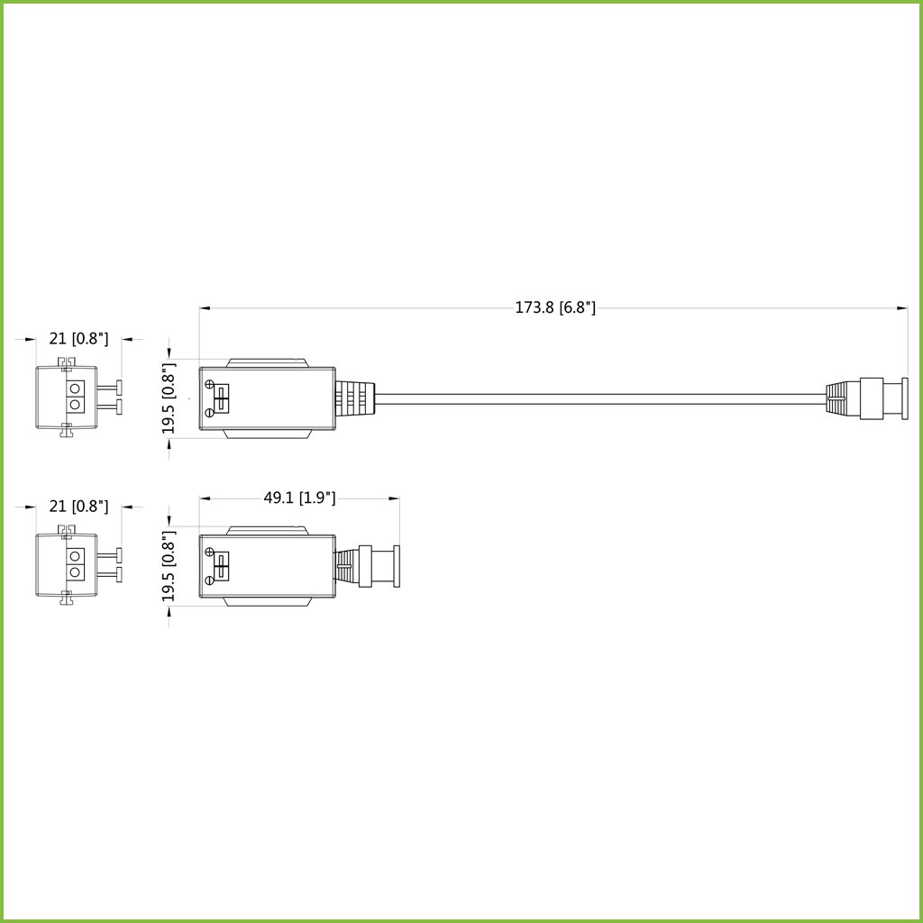 Kit Conversor UTP Vídeo para HDCVI/TVI/AHD hasta 4K Apilable con 1 Cable Flexible y PushPin (2 uds) - Imagen 2