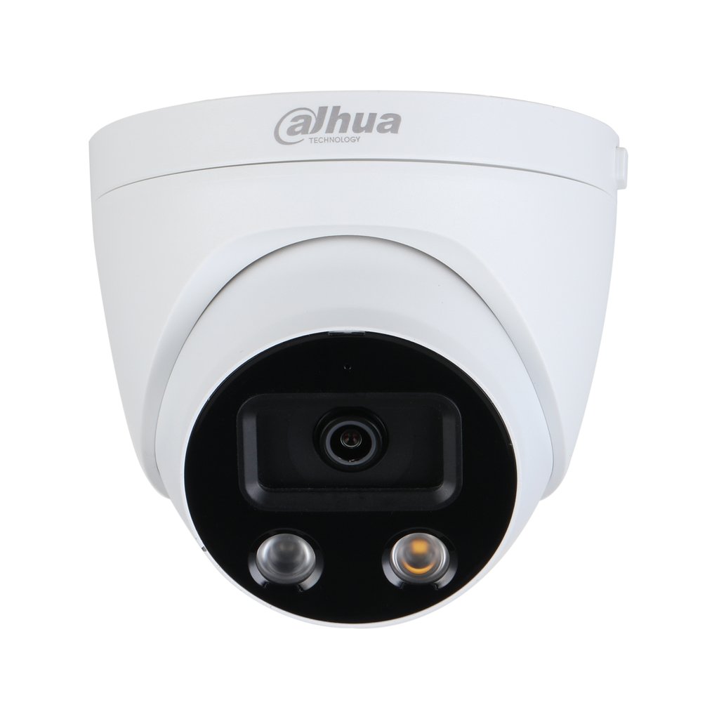 DahuaMiniDomo IP H265 AI 5M DN SMART WDR Starlight IR50m + LED LUZ BLANCA 2.8mm IP67 PoE SD AUDIO MIC E/S
