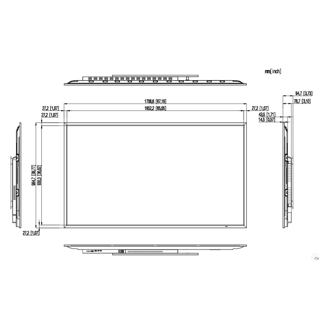 Monitor 75" Dahua para Seguridad 24/7 VGA/HDMI/DP/Audio/USB Multimedia/RS232 16:9 4K - Imagen 3