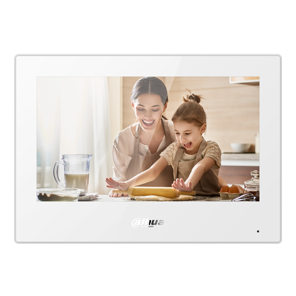 DahuaMonitor Android Interior 7" de Superficie para Videoportero IP WiFi Pantalla Táctil PoE SD 8E/1S Alarma Blanco