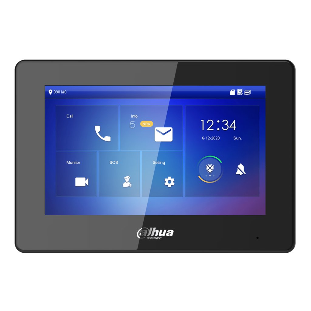 DahuaMonitor Interior 7" de Superficie para Videoportero IP Pantalla Táctil PoE SD 6E 1S Alarma Negro