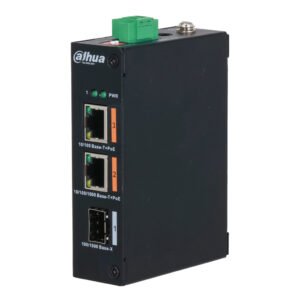 DahuaSwitch Hardened PoE 2.0 2 puertos (1p 10/100 + 1p Gigabit) +1SFP Uplink Gigabit 60W No_Gestionable Layer2
