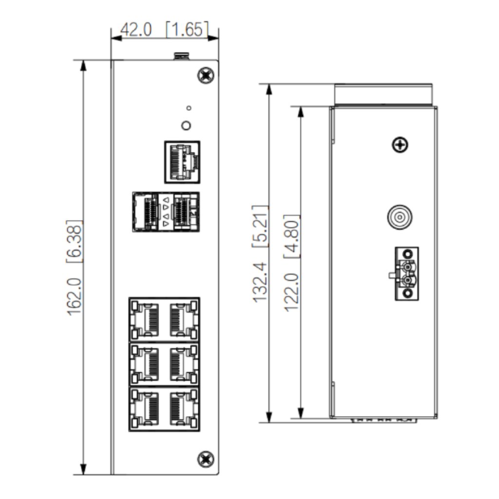Switch Hardened PoE 4 puertos Gigabit +2RJ45 Gigabit +2SFP Gigabit 90W Gestionable Layer2 - Imagen 2