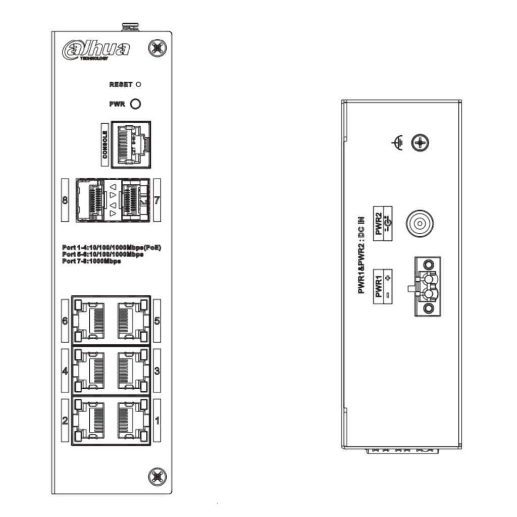Switch Hardened PoE 4 puertos Gigabit +2RJ45 Gigabit +2SFP Gigabit 90W Gestionable Layer2 - Imagen 3