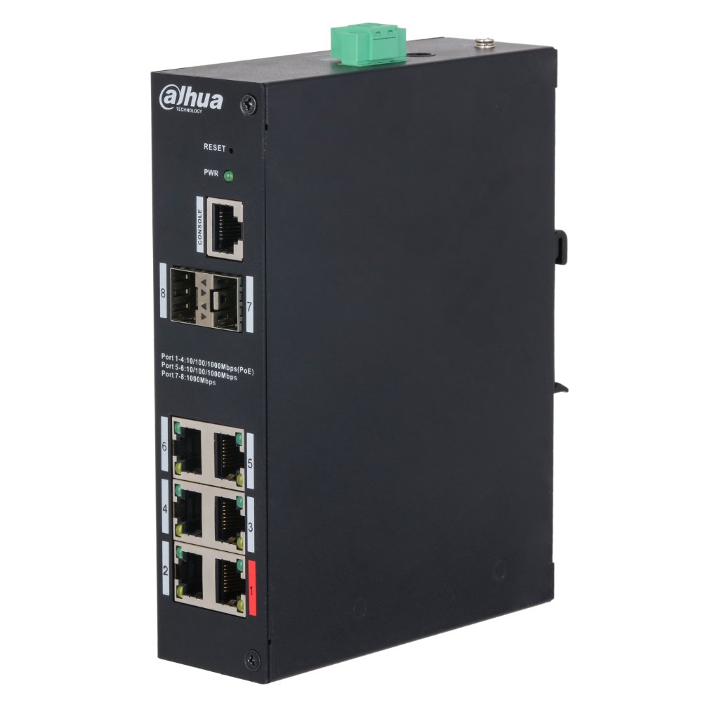 DahuaSwitch Hardened PoE 4 puertos Gigabit +2RJ45 Gigabit +2SFP Gigabit 90W Gestionable Layer2