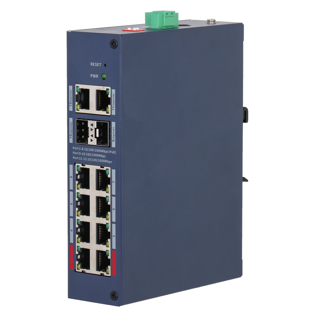 DahuaSwitch Hardened PoE 8 puertos Gigabit + 2RJ45 Uplink Gigabit + 2SFP Gigabit 110W Gestionable en Cloud Layer2