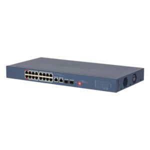 DahuaSwitch PoE 16 puertos 10/100 + 2 Combo Gigabit RJ45/SFP Uplink 135W Gestionable en Cloud Layer2