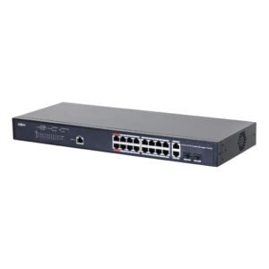 DahuaSwitch PoE 2.0 16 puertos Gigabit + 2 Combo Gigabit RJ45/SFP Uplink 130W Gestionable Layer2