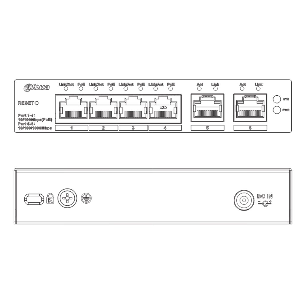 Switch PoE 4 puertos 10/100 + 2RJ45 Uplink Gigabit 60W Gestionable en Cloud Layer2 - Imagen 3