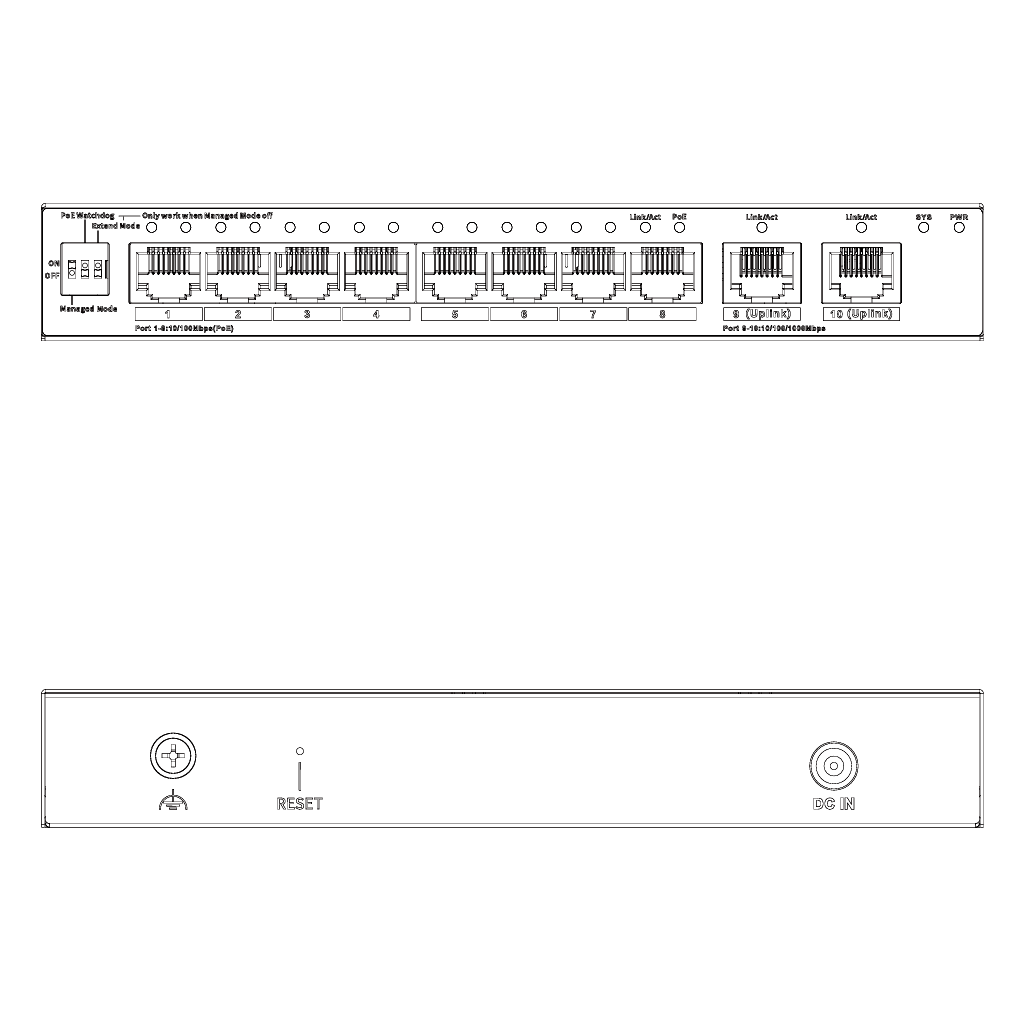 Switch PoE 8 puertos 10/100 + 2RJ45 Uplink Gigabit 110W Gestionable en Cloud Layer2 - Imagen 3