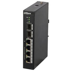 DahuaSwitch Rango Temp Extendida PoE 3 puertos 10/100 + 1 puerto Gigabit + 2SFP 96W 802.3at Gestionable Layer2