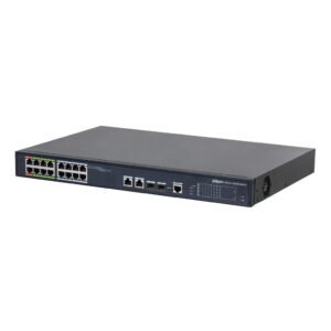 DahuaSwitch ePoE 16 puertos 10/100 (8 ePoE/EoC + 8 PoE) + 2 Uplink Combo Gigabit/SFP 802.3at 240W Gestionable Layer 2 - Modo ePoE 800m