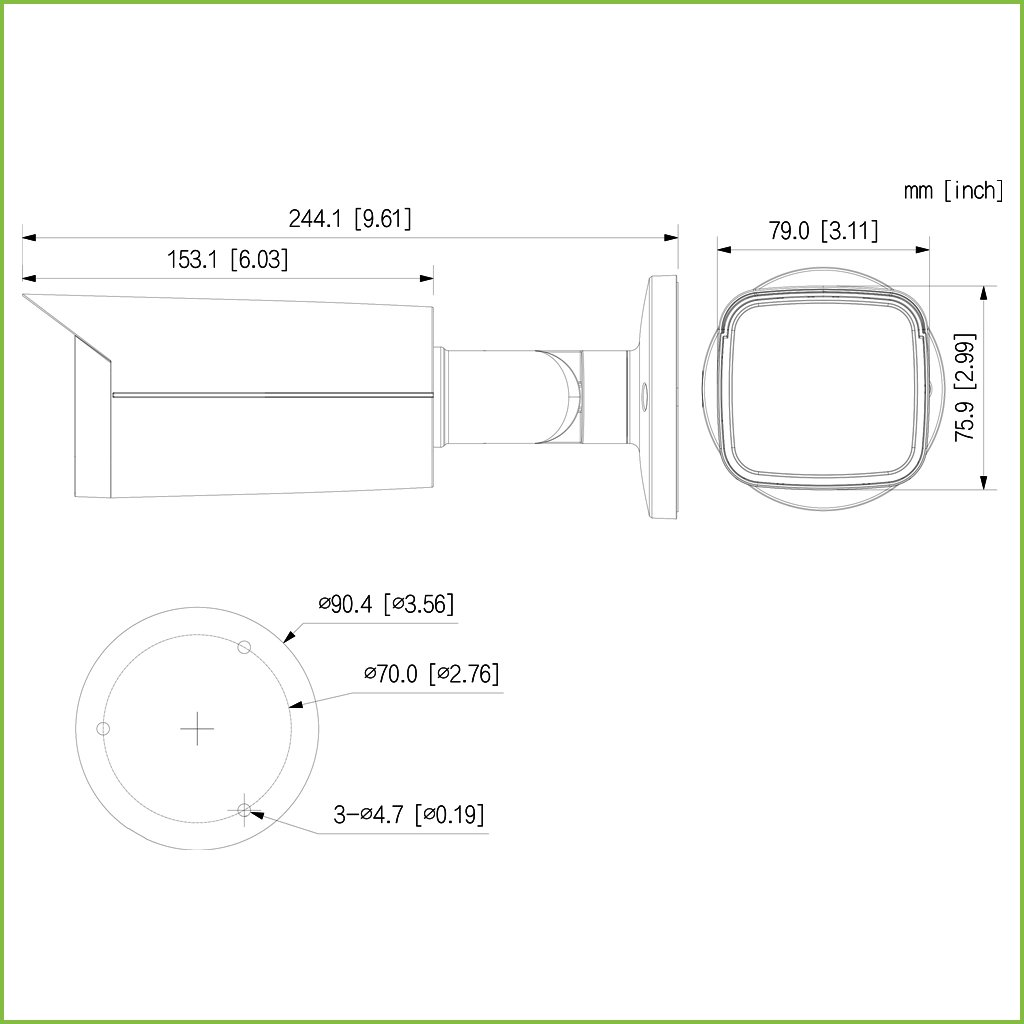 Tubular HDCVI 4EN1 5M FULL COLOR 2.0 WDR Starlight LED60m 2.7-13.5 VFM IP67 AUDIO MIC - Imagen 2