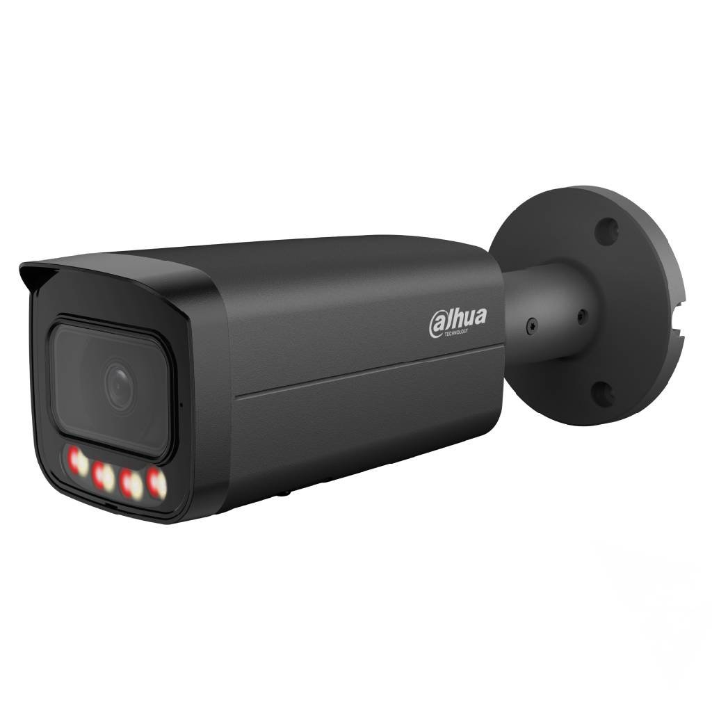 DahuaTubular IP 12M H265 WDR Iluminación Dual LED30m/IR30m 2.8mm IP67 PoE MIC AI Color negro
