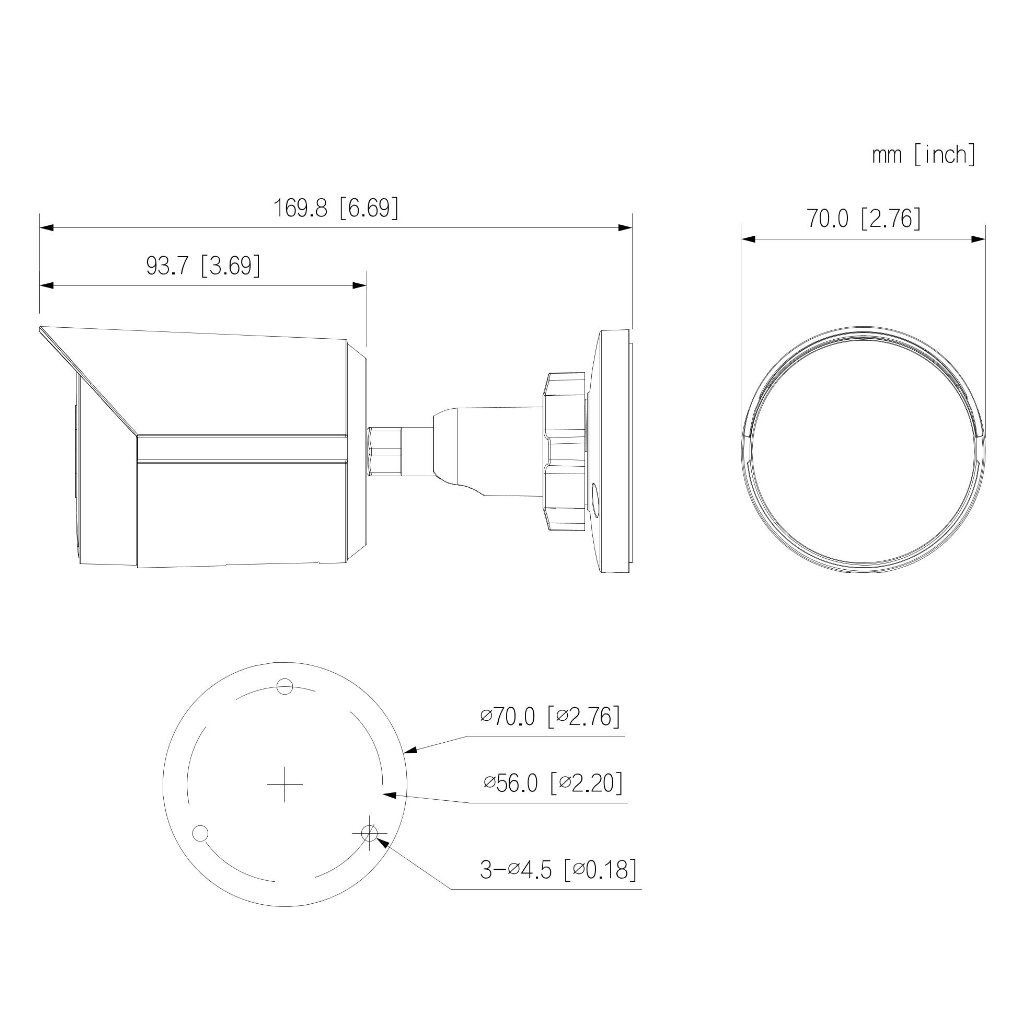 Tubular IP 2M H265 WDR Iluminación Dual LED30m/IR30m 2.8mm IP67 PoE MIC AI - Imagen 2