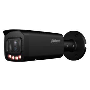 DahuaTubular IP 4M H265 FULL COLOR WDR Iluminación Dual LED60m/IR60m 2.7-13.5mm IP67 PoE AUDIO MIC E/S AI. Color negro