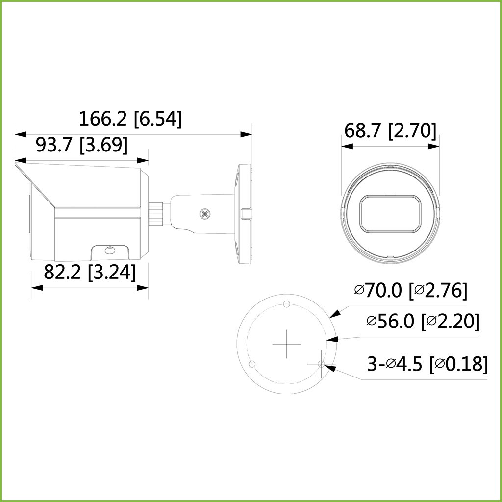 Tubular IP H265 2M DN dWDR Starlight IVS 3DNR IR30m 2.8mm IP67 PoE - Imagen 2