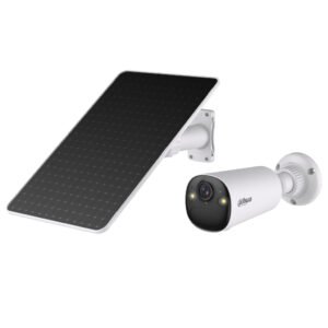 DahuaTubular IP H265 8M Iluminación Dual LED20m/IR15m 2.1mm IP66 PIR MIC/Altavoz WiFi AI con batería + Panel Solar