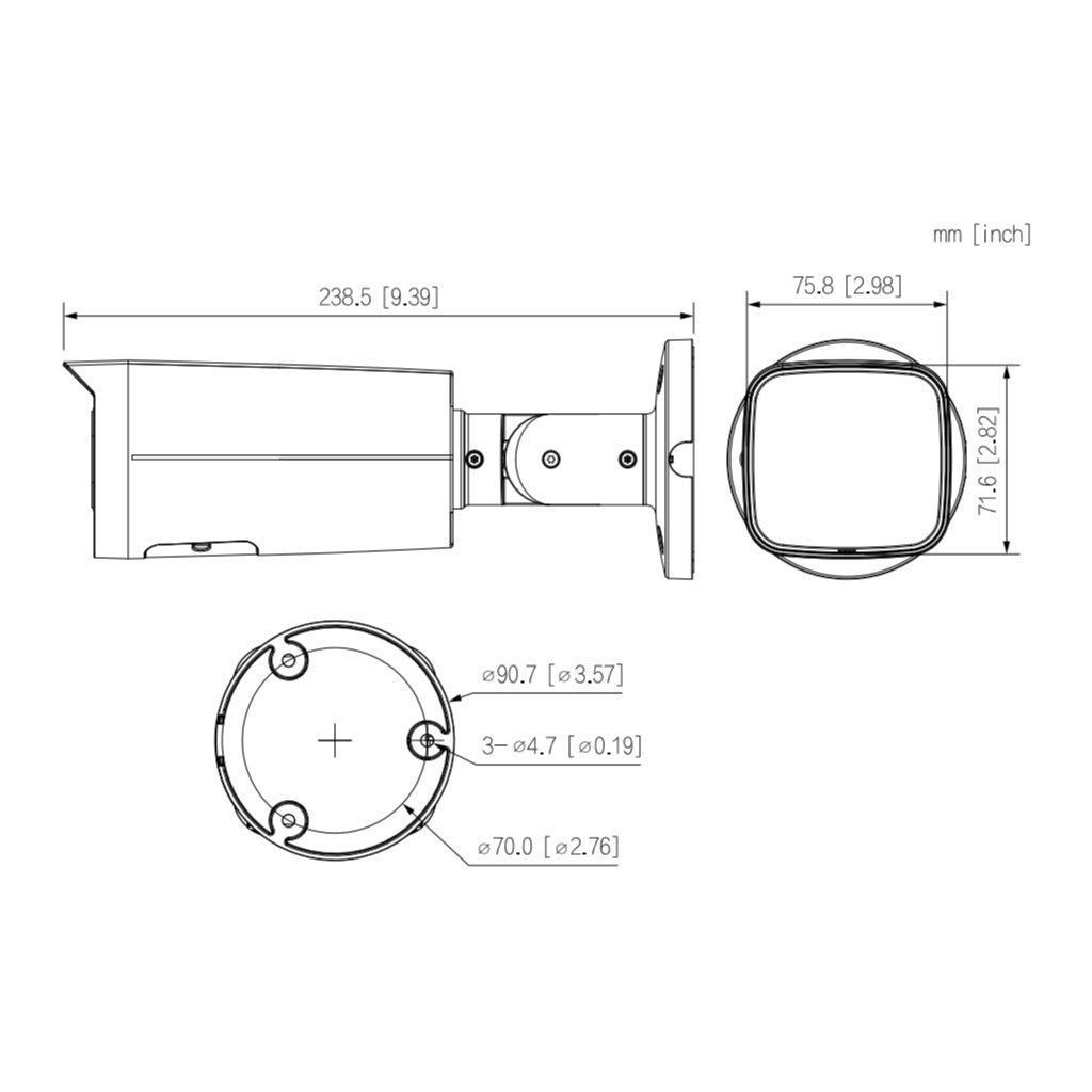 Tubular IP H265 8M WDR Starlight IR60m 2.7-13.5VFM IP67 PoE SD MIC AI. Color negro - Imagen 4