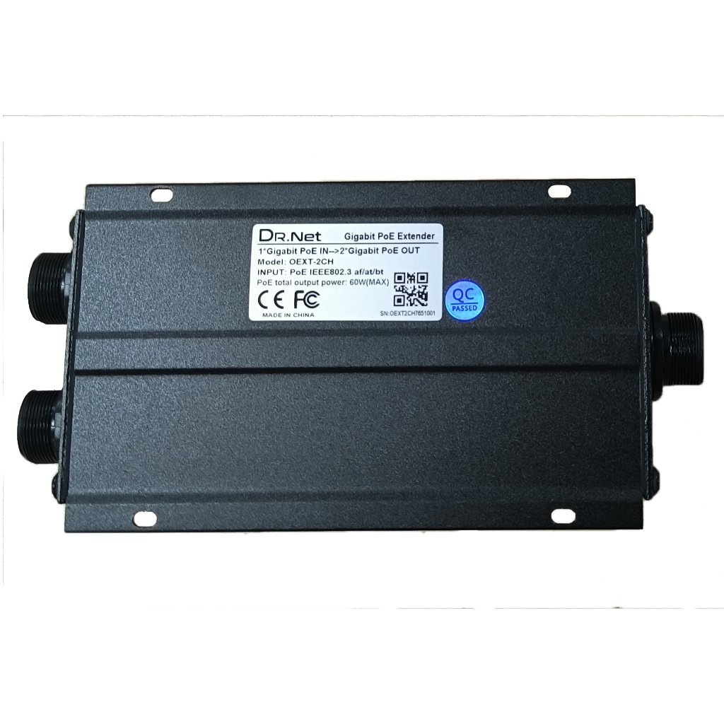 DrNETExtensor PoE Gigabit Exterior IP66 2 salidas (1In+2Out) 60W