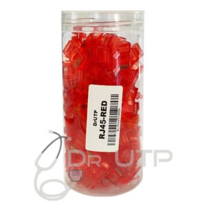 DrUTPConector RJ45 CAT.5e Color Rojo en Tarro de 100 unidades