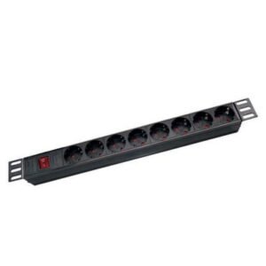 DrUTPRegleta de enchufes de Aluminio para Rack 19" 1U de 8 Schuko con interruptor