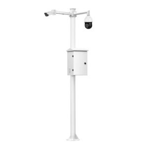 GlobalBáculo desmontable de 6m de altura en acero galvanizado de color blanco con soporte para cámara y speed dome
