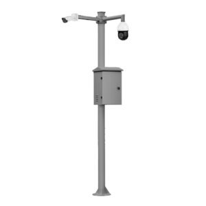 GlobalBáculo desmontable de 6m de altura en acero galvanizado de color gris con soporte para cámara y speed dome