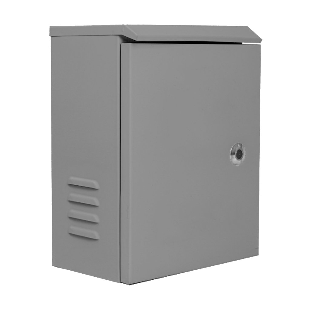 GlobalDISTRIBUTION BOX. Caja de acero 300x400x180 para báculos de 3.5m y 4.5m. Color gris