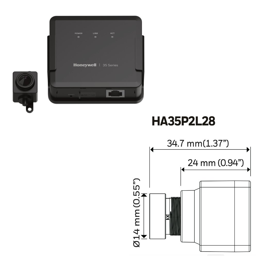 HONEYWELLMinicamara IP serie 35 Pinhole 2MP 2.8mm H265 WDR PoE 12Vdc Audio E/S
