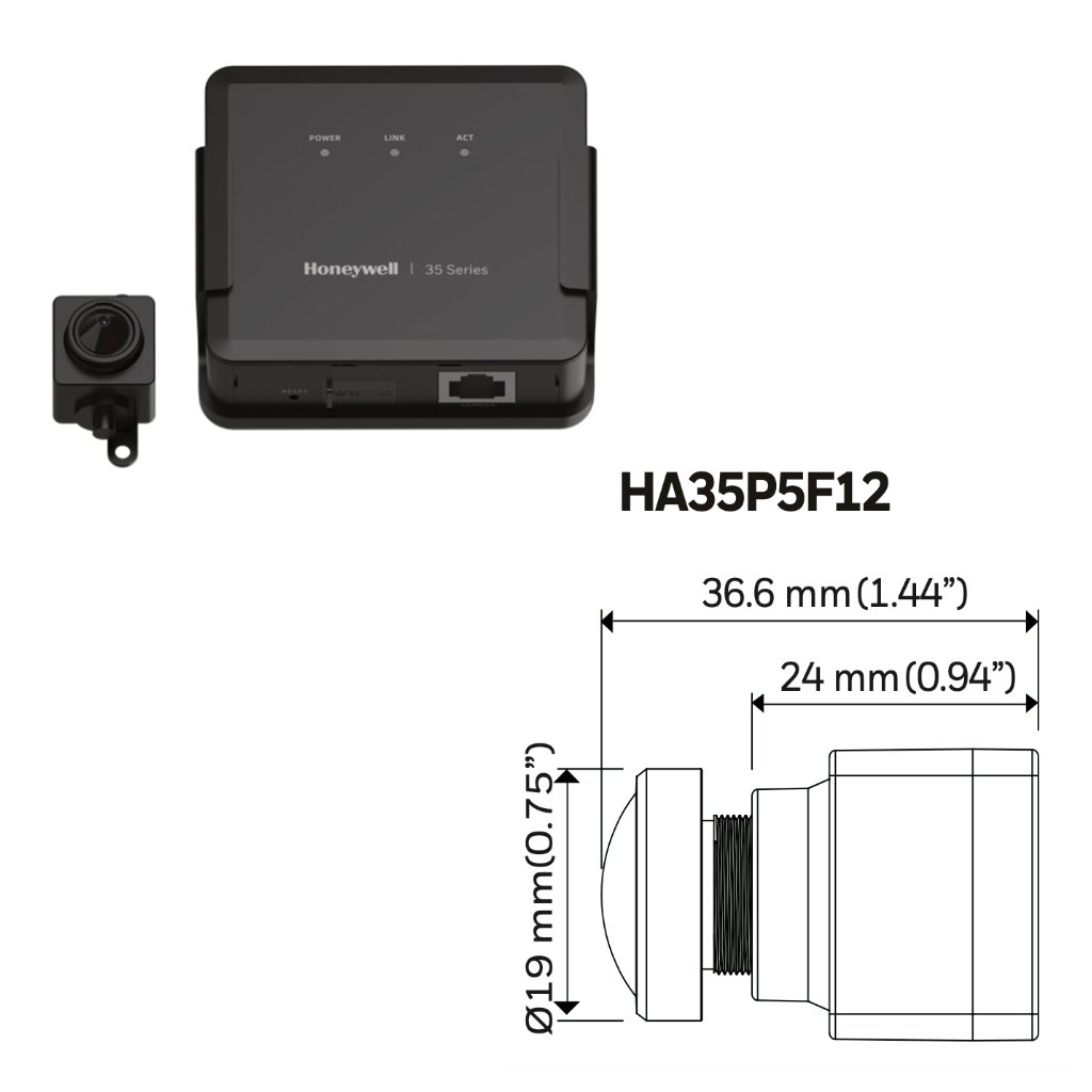 HONEYWELLMinicamara IP serie 35 Pinhole FishEye 5MP 1.22mm H265 WDR PoE 12Vdc Audio E/S