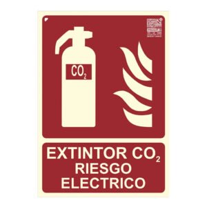 IMPLASERSeñal extintor CO2 riesgo eléctrico 29