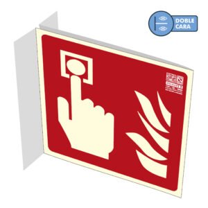 IMPLASERSeñal pulsador de alarma sobre banderola 21x21cm