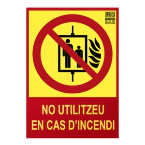 IMPLASERSenyal no utilitzeu en cas d'incendi en català Classe A 21x15cm