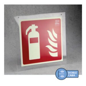 IMPLASERSoporte de metacrilato transparente (1 cara) para techo con orificios 210x210mm. No incluye señales