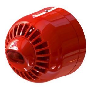 KIDDE COMMERCIALSirena de policarbonato para interior. Montaje en pared. Lámpara lanzadestellos roja 85 a 97dB