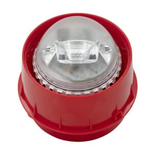 NOTIFIERSirena con flash rojo vía radio en red Mesh de Agile. Incluye 4 pilas CR123A. Color rojo